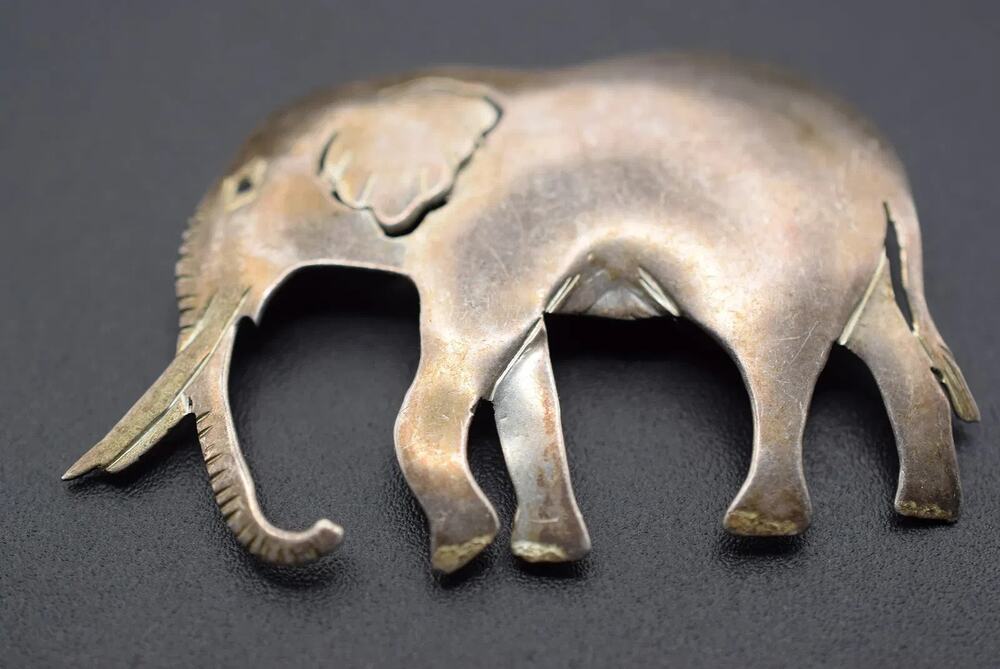 Elephant Sterling Silver 925 Brooch Pin signed